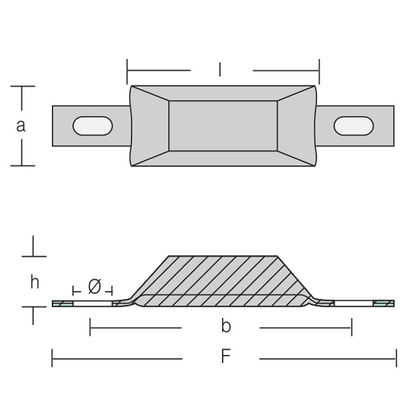 Zinkanode,Opferanode flach